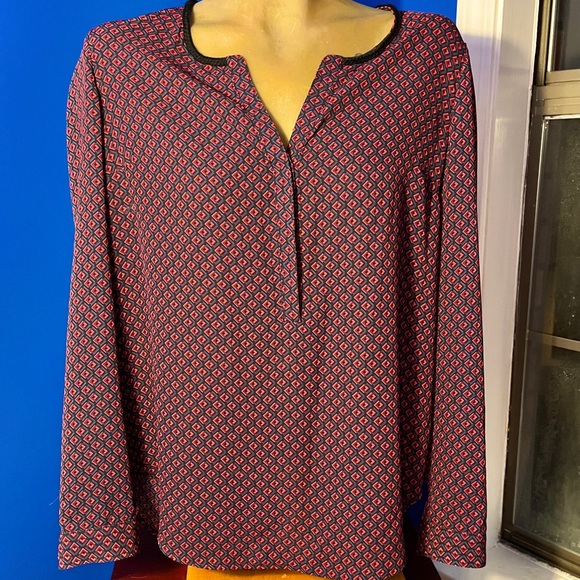 Daniel Rainn Popover Geometric Long-sleeved Blouse Adult Women Size M - Picture 2 of 15